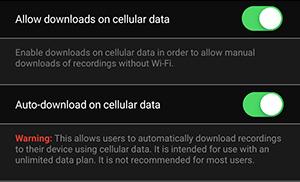 PlayOn Cloud download options over cellular data